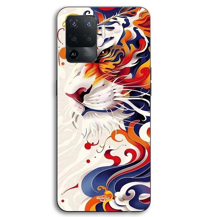 Coque pour smartphone - MANIACASE - Oppo A94 - Silicone TPU - Motif tigre texture abstraite - Noir