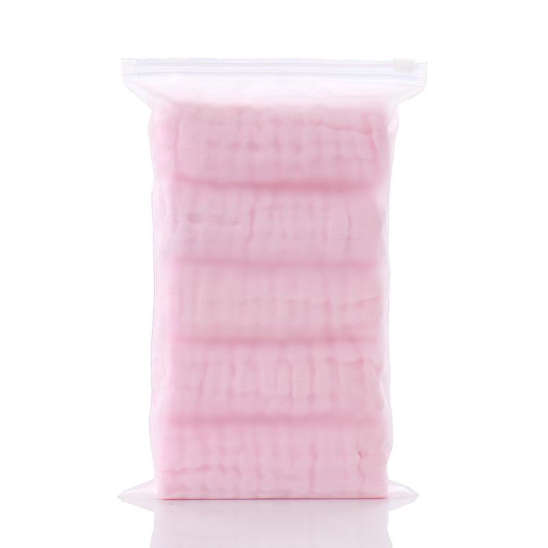 Set of 5 Plain Color 30x30cm Six-Layer Gauze Towels: Infant Saliva Towels & Handkerchiefs.