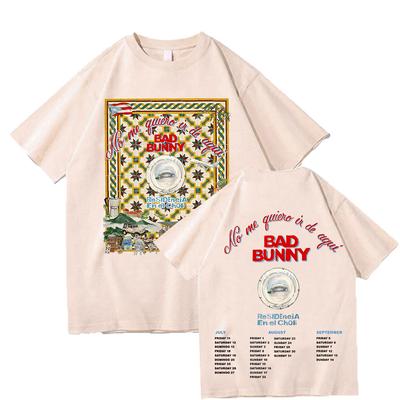 Футболки Bad Bunny Tour 2025 Не хочу уходить отсюда Резиденция Графическая печать Футболки Унисекс Хлопок Короткий рукав Модные футболки