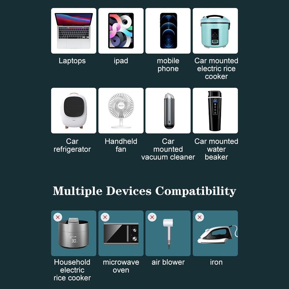 Зарядные устройства USB/PD/Type-C 200 Вт Переключатель ВКЛ/ВЫКЛ Защита от перегрузки Автомобильный инвертор Адаптер питания QC 3.0 8 портов Розетки Преобразователь постоянного тока 12 В/24 В в переменный ток 110 В/220 В