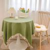 Japanese Tassel Cotton Linen Tablecloth - Stylish and Fresh Decoration for Round Coffee or Dining Tables
