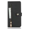For iPhone 16 Stand Case PU Leather Phone Cover with Straps/Zipper Wallet/Multiple Card Slots