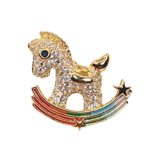 Rhinestone Horse Brooch Sweater Cardigan Coat Business Suit Zodiac Animal Lapel Pin Men Women Fashion Jewelry Clothing Accessories