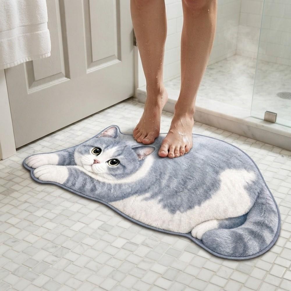 Decorative Rug Cat Shaped Rug Cat Pattern Cat Floor Mat Cute Animal Door Mat Living Room Decor