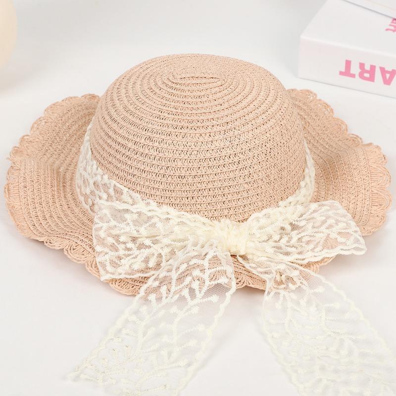 Новая кружевная лента соломенная шляпа женская летняя солнцезащитная шляпа от солнца приморская тень идиллическая шляпа