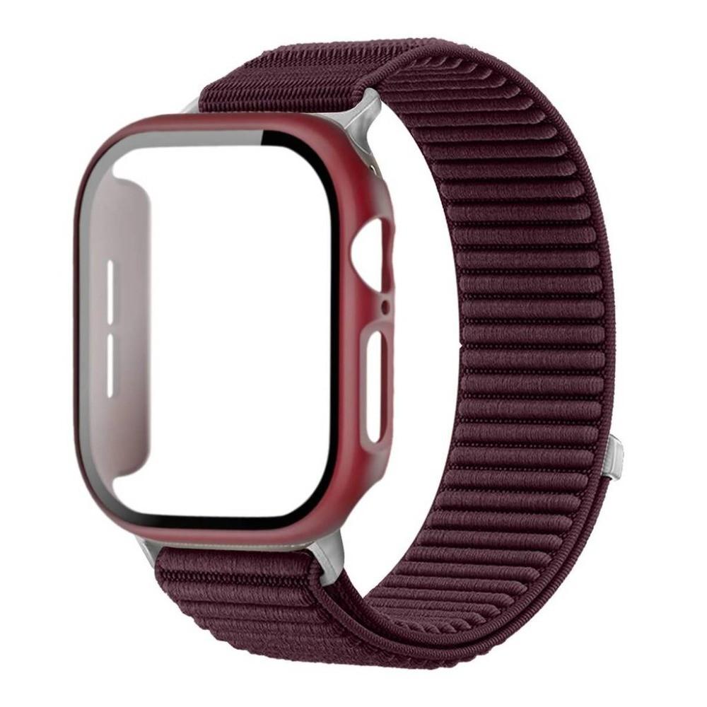Нейлоновый ремешок-петля + Чехол из поликарбоната для Apple Watch 11 10 42/46 мм Ремешок для iWatch Series 9 8 7 41/45 мм 6 5 4 SE3 40/44 мм 3 2 1 38/42 мм