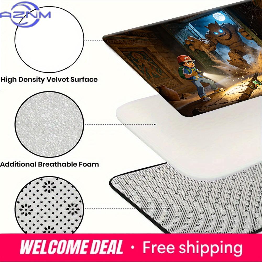 Ash Ketchum and Golem Ancient Temple Adventure Print Non-Slip Doormat Soft Floor Mat