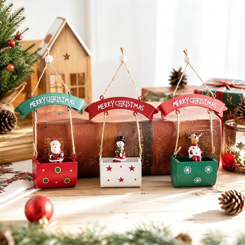 Christmas Iron Mailbox Decor With Snowman Ornament Tree Hanging Party Scene Setup