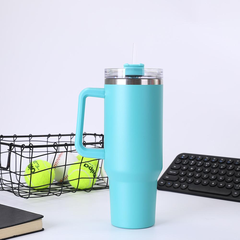 40oz Straw Double-Layer Insulated Cup with Handle Sports Water Bottle Stainless Steel Vacuum Thermal Insulated Mug for Women Men