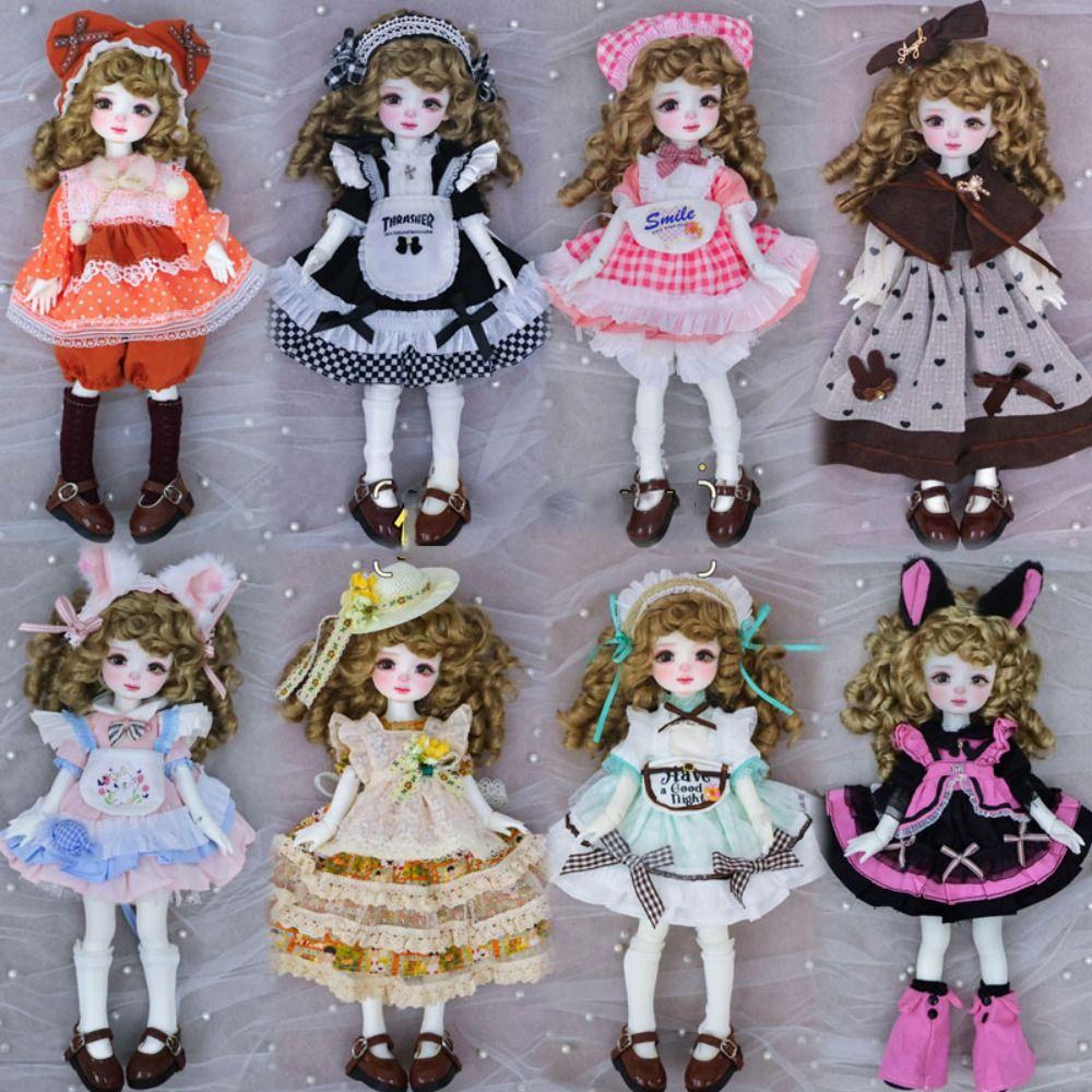 Retro 30cm Doll Clothes Cute Dress Pajamas Trendy Girl Toy Gift (Only Sell clothes)