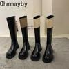 Fashion Vintage Women Knee High Boots Fashion Elegant Back Zippers Shoes Thick Heel Women's Knight Long Booties