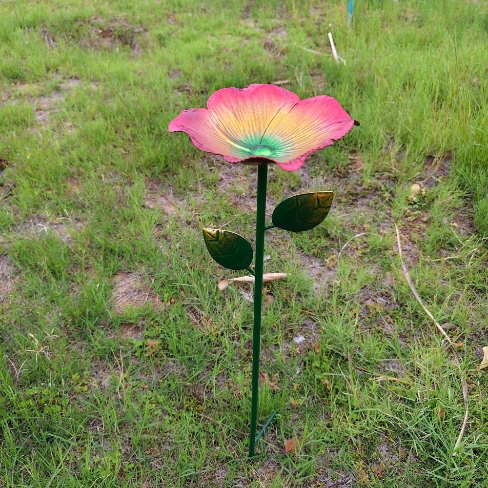 Metal Bee Watering Station Flower Design Bird Bath Stand Bee Water Feeder Pollinator Friendly
