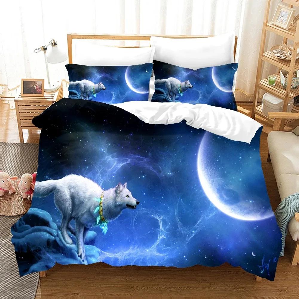 3D White Wolf Bedding Set  Aniaml Bedding Set Single Twin Double Queen King Cal King Size Bed Linen Set