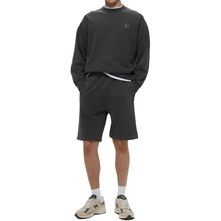 Carhartt WIP Логотип Значок Круглый вырез Опущенные плечи Длинный рукав Толстовка Мужская толстовка Черный I029957-89-GD