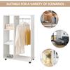 Open Wardrobe On Wheels Bedroom Wardrobe With Clothes Hanging Rail 3 Storage Shelves Mobile Garment Rack For Cloakroom Hallway White