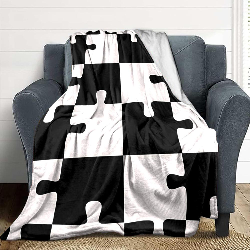 1pc Puzzle Pieces Blanket Warm, Cozy, And Soft, Suitable for Sofas, Beds, Cars, And Office Use.Perfect for Camping And Travel, Making It a Great Gift