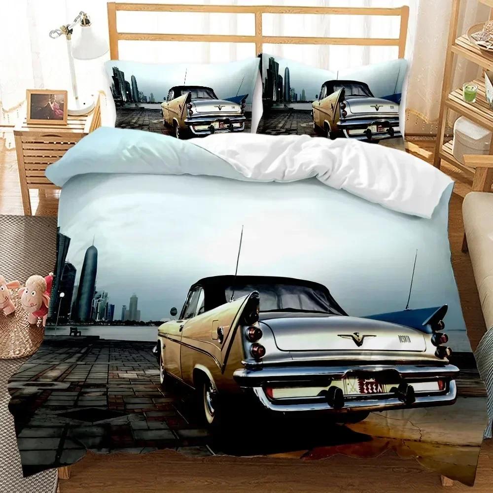 Top Vintage Duvet Cover Set Classic Car Automobile Mechanic Nostalgic 50S Bedding Set Twin Queen King Full Polyester Quilt Cover