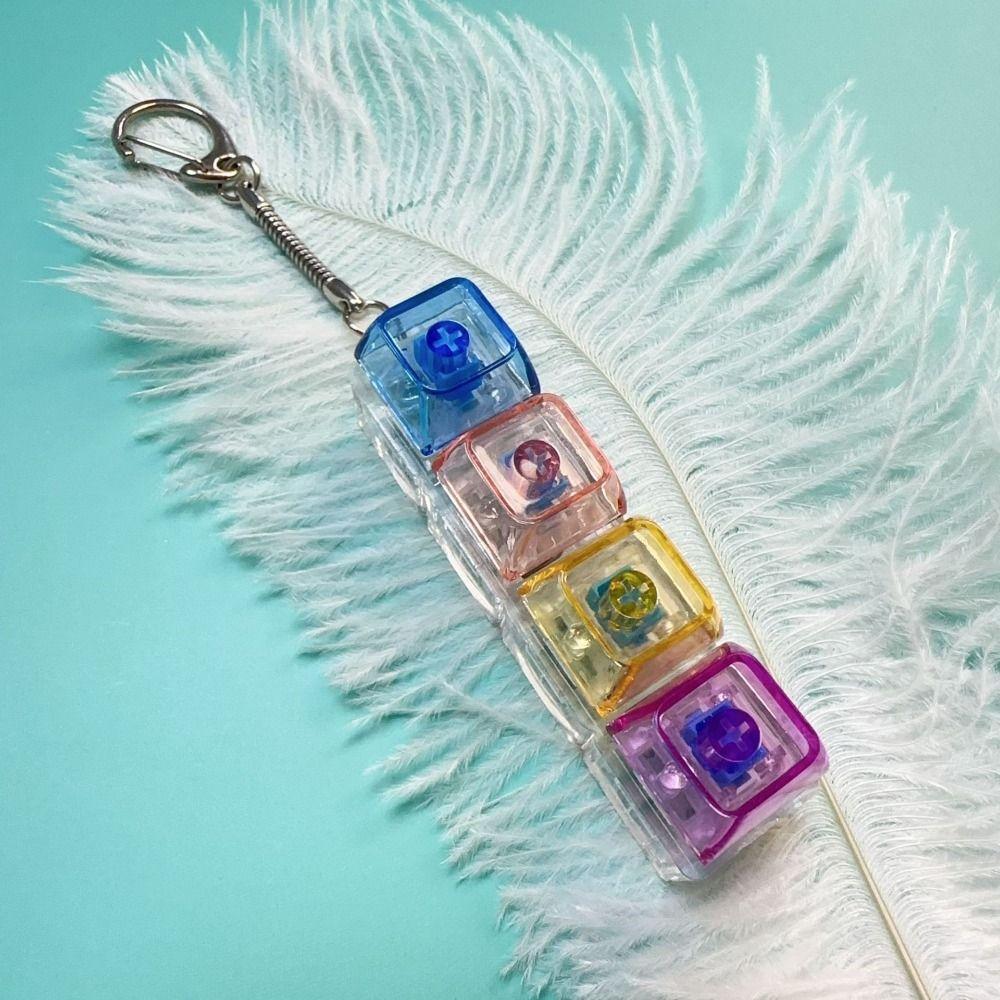 Transparent Shaft Crystal Keycap Pendant Funny Mechanical Keyboard Keychain Fingertip Gadget