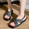 Fashion Women Flat Rome Sandals 2025 Summer New Low Heels Print Beach Vacation Sandals Fashion Outdoor Casual Comfy Women Sandals
