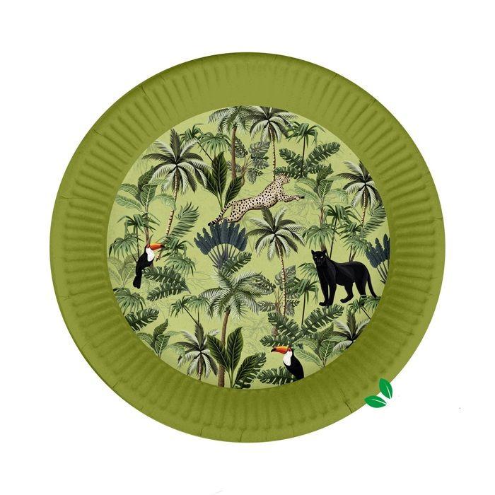 Assiettes en carton - Toucan - 23 cm - Ensemble de 10 - Vert - Écologique