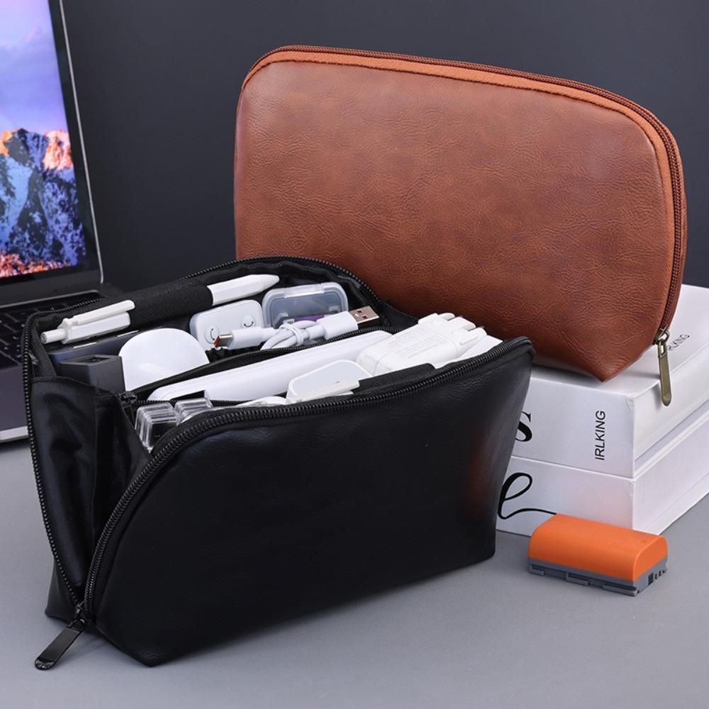 Portable USB Organizer Bag Solid Color Cable Storage Pouch  for Electronic Accessories Storage