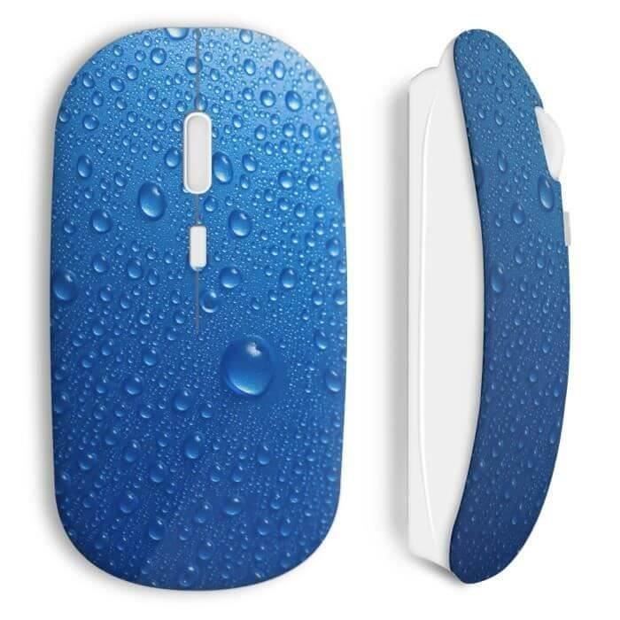 Souris sans fil - MANIACASE - Gouttes d'eau - USB wifi - Compatible Mac et PC - Couleur Bleu