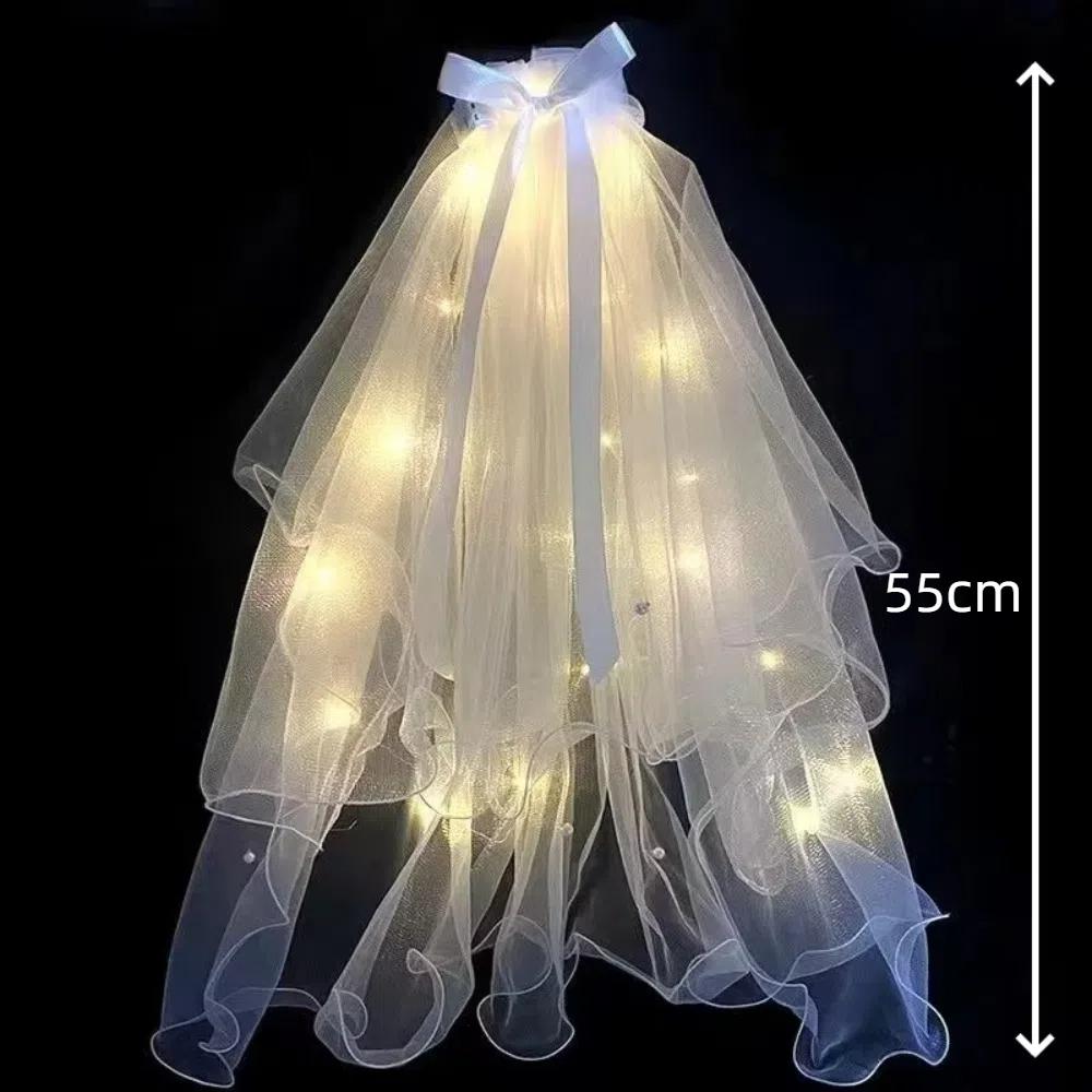 Аксессуары для волос Светящаяся свадебная фата Бант Светящаяся фата Свадебная фата для новой невесты для женщин