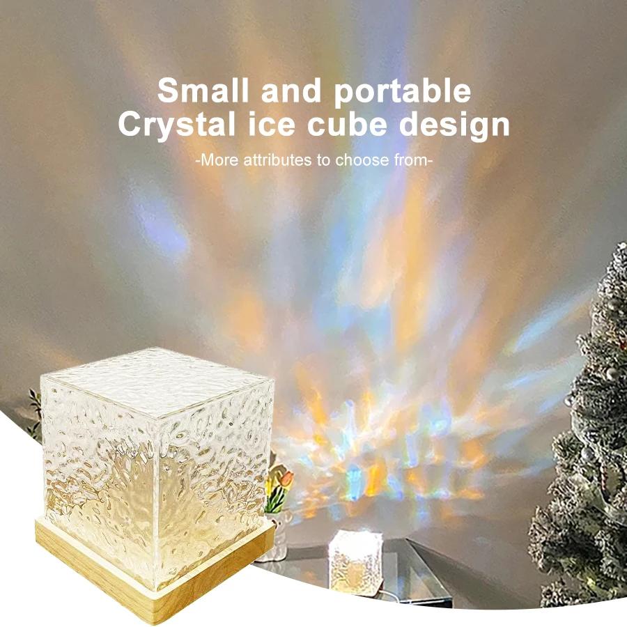 Water Ripple Projector Lamp with Rotating Flame Crystal Effect, 3/16 Colors Sunset Night Light for Home Decoration and Gifts