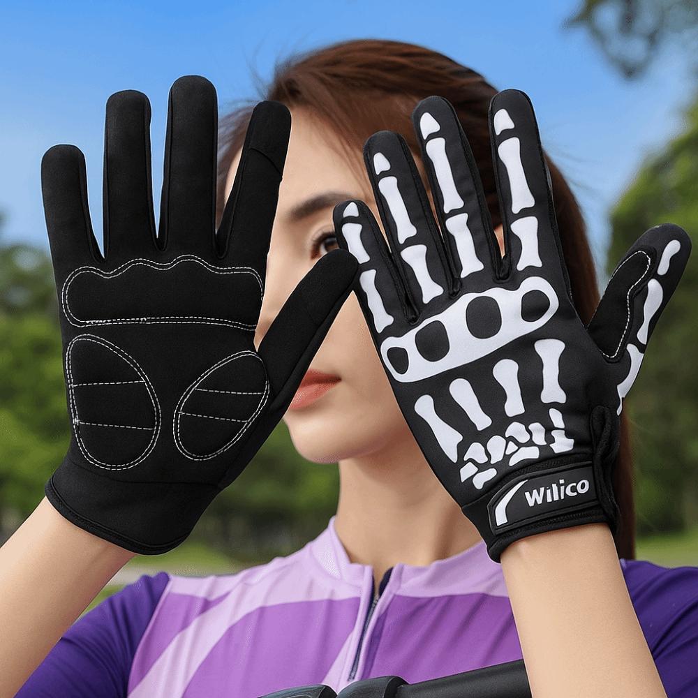1 Pair Skeleton Design Cycling Gloves Breathable Touchscreen Gloves  Cycling Sports