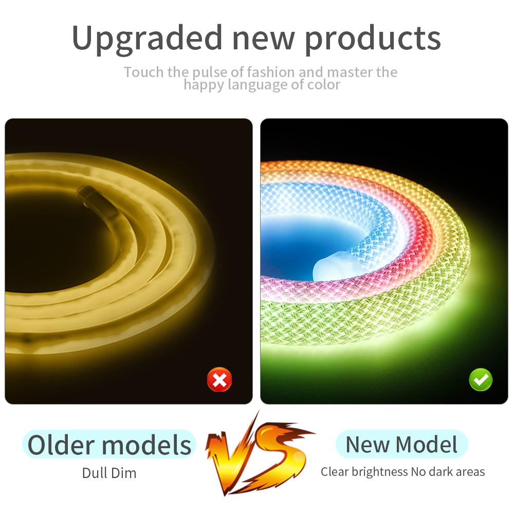 WS2812B WS2811 DC5V Круглая Сетчатая Неоновая Светодиодная Лента 50 Светодиодов/м 360 Градусов Умная RGBIC Гибкая Силиконовая Световая Лента IP67