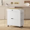 Rolling Kitchen Island with 3-Tier Spice Rack, Kitchen Storage Cart with Drawer and Towel Rack, White