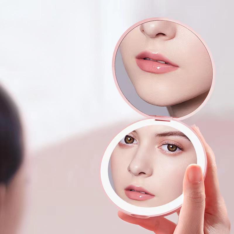 Компактное светодиодное зеркало для макияжа с 3-кратным увеличением и подсветкой