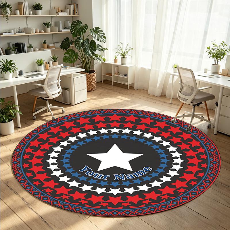 Mandala Ornament (491) Theme Round Crystal Velvet Rug Custom Name Text Personalized Floor Mat Home Decor Non Slip Crystal Carpet