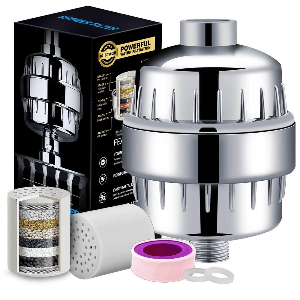 Removal Bathroom Activated Carbon Hard Water Purification Softener 15 Stages Shower Head Filter