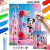 Oil Painting Art Painting Kit, Mickey Mouse Letter E Flower Handmade Diy Art Painting Home Wall Decoration, Dreamy Castle Room Decor