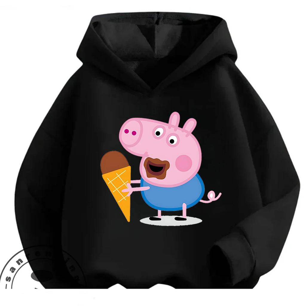 Autumn Winter Casual Youth Hoodie Cute Kawaii Cartoon Graphic Hooded Kids Tops Peppa Pig Boys Girls 3 14