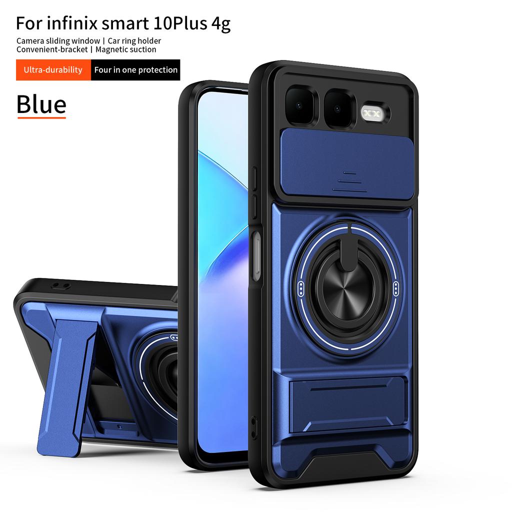 Чехол для Infinix Smart 10 Plus Чехол-книжка для Infinix Smart 10 Plus с держателем-подставкой Magsafe, Магнитная, Защита камеры, Бронированный
