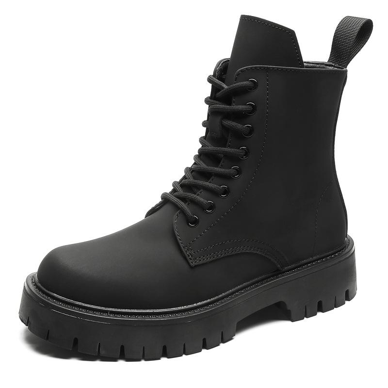 Martin boots couple high-top side zipper thick-soled British style long-tube locomotive carbon black Mickey boots 3303-T