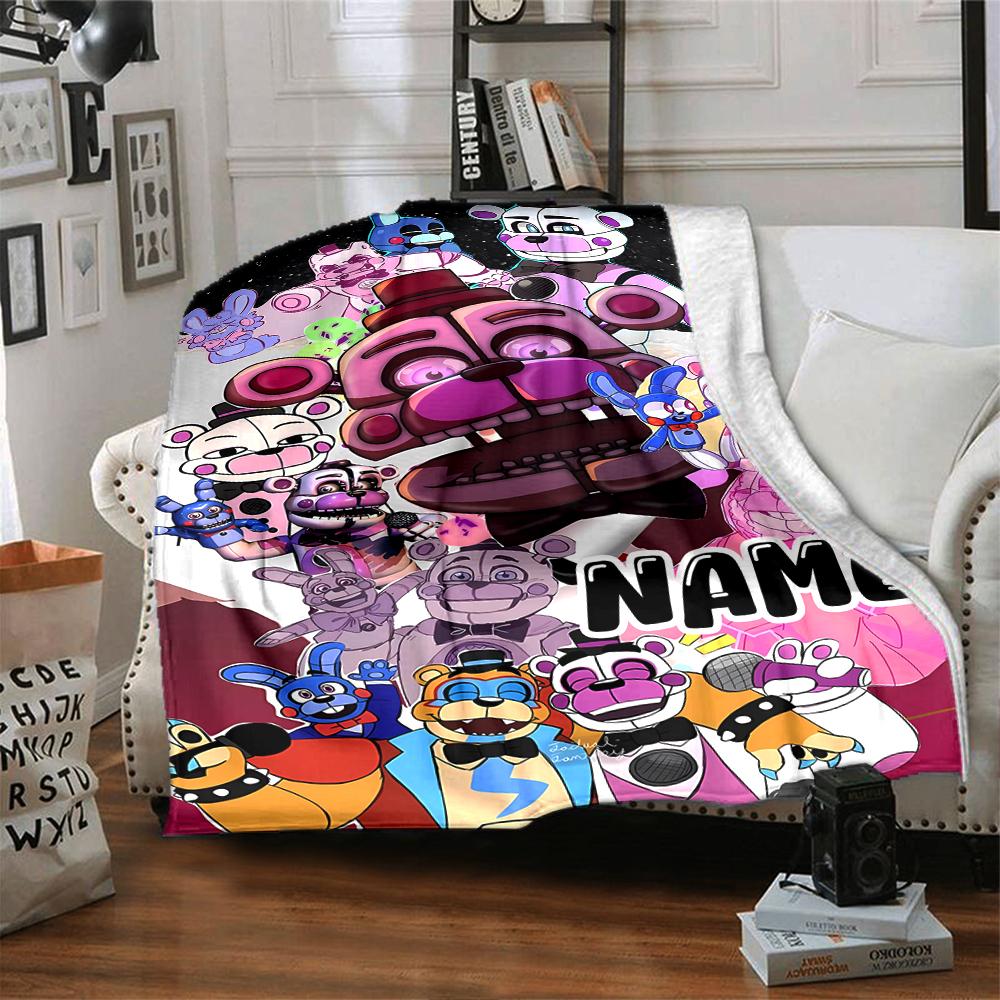 Custom Name Five Nights Freddy'S Party Blanket For Couch Bed Plush Cozy Fuzzy Blanket Super Soft Warm Blankets For Fall And Winter 0916217