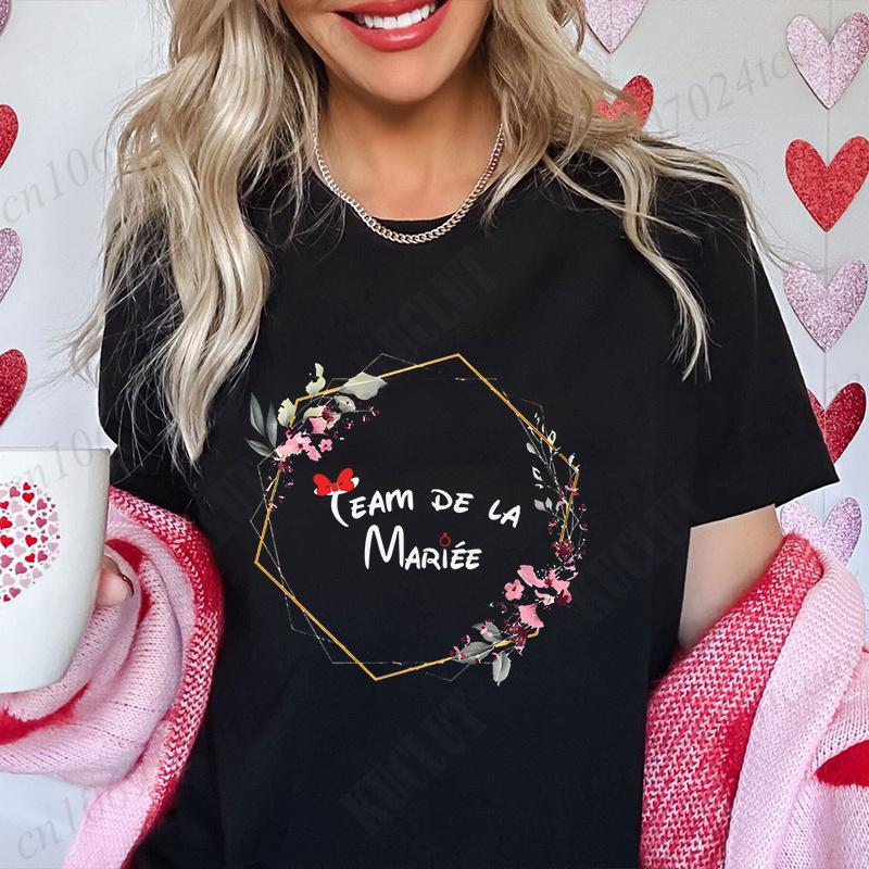 EVJF Future Bride Tshirt French Bridal Wedding Team Bride Tops Unisex Bachelorette Hen Party Tshirt Floral Bridesmaid Tees