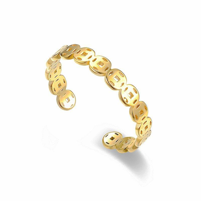 Fashion Open Copper Coin Titanium Steel Ring Qian Duoduo Couple Ring Light Luxury Hand Jewelry