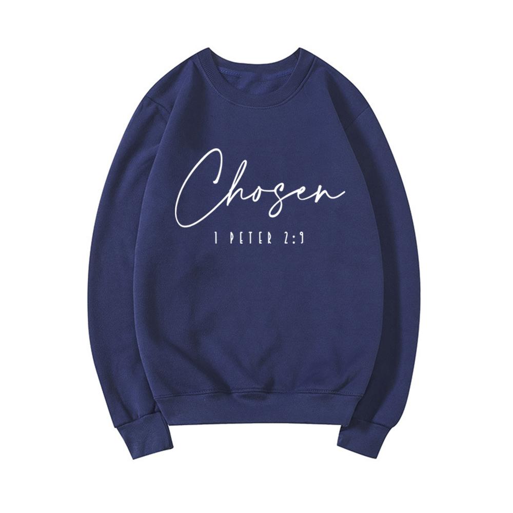 Избран 1 Петра 2:9 Толстовка Christian Apparel Женская Длинный Рукав Круглый Вырез Толстовки Религиозная Одежда Повседневная Толстовка С Капюшоном