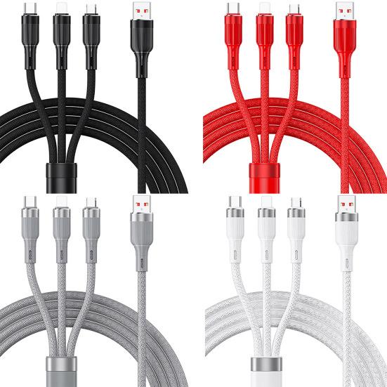 Кабель для передачи данных «3-в-1», 100 Вт, быстрая зарядка, максимальная защита аккумулятора 6 А, тип C/Micro USB/8-контактный эффективный зарядный кабель