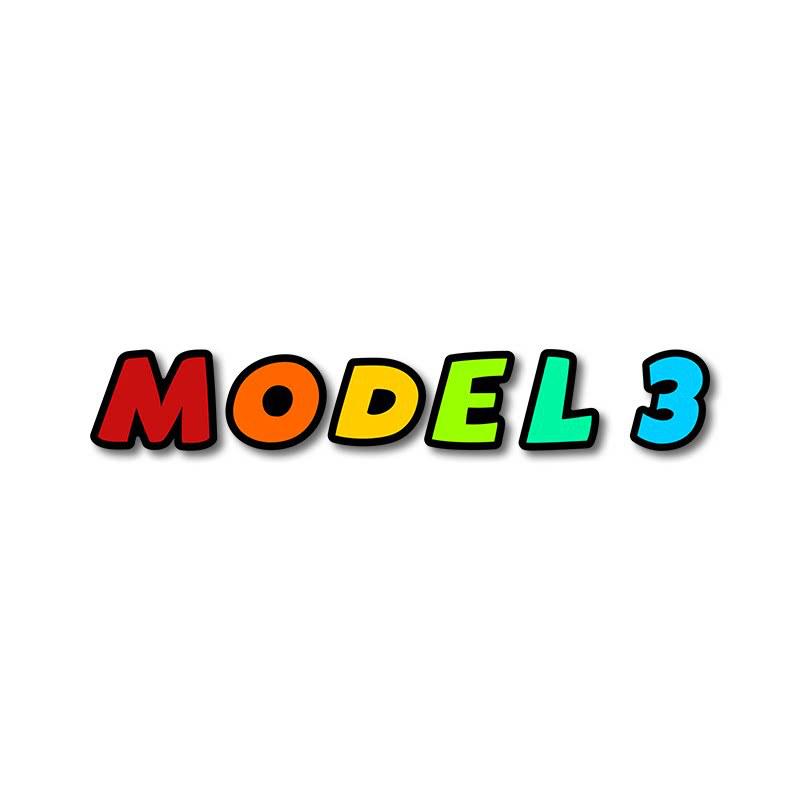 Compatible with Tesla Model 3/Y Rear 3D Cartoon Colorful Car Logo Letter Stickers in Acrylic.