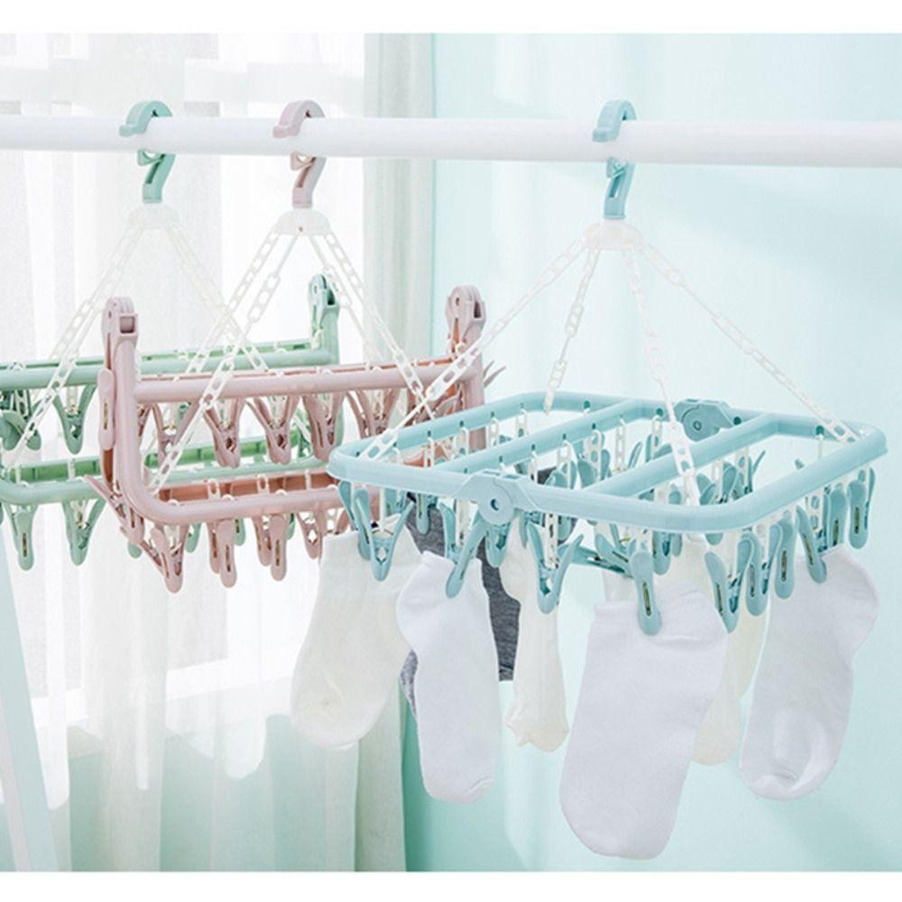 Household Extra Thick Drying Rack Heavy Duty Plastic Material Laundry Set Foldable Space Saving Drying Hanger Underwear Drying