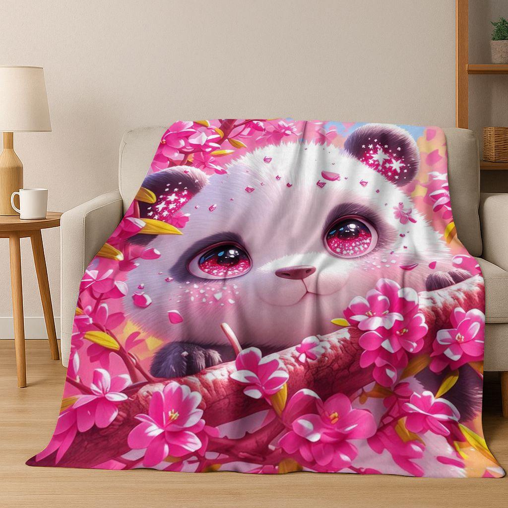 2026 New Dream Panda Cute Cartoon Art Flannel Blanket,Cozy Soft Throw Blanket for Home Bedroom Bed Sofa Picnic Cover Gift Kids