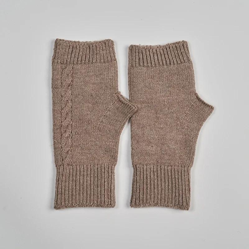 Женские зимние вязаные митенки кашемировые короткие без пальцев на запястье с перекрутом согревающие руки эластичные варежки для девочек