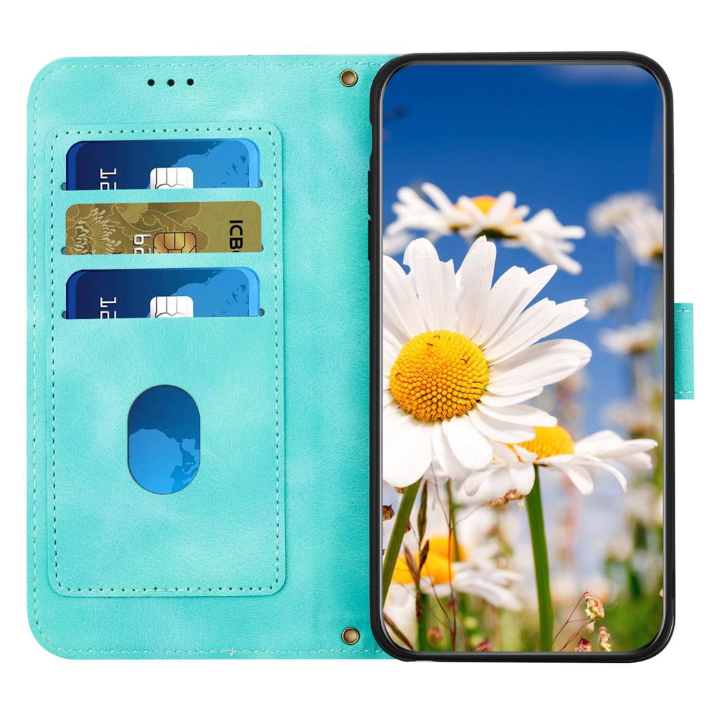 For iPhone 16 Case Flower Pattern PU Leather Phone Cover with Card Slots