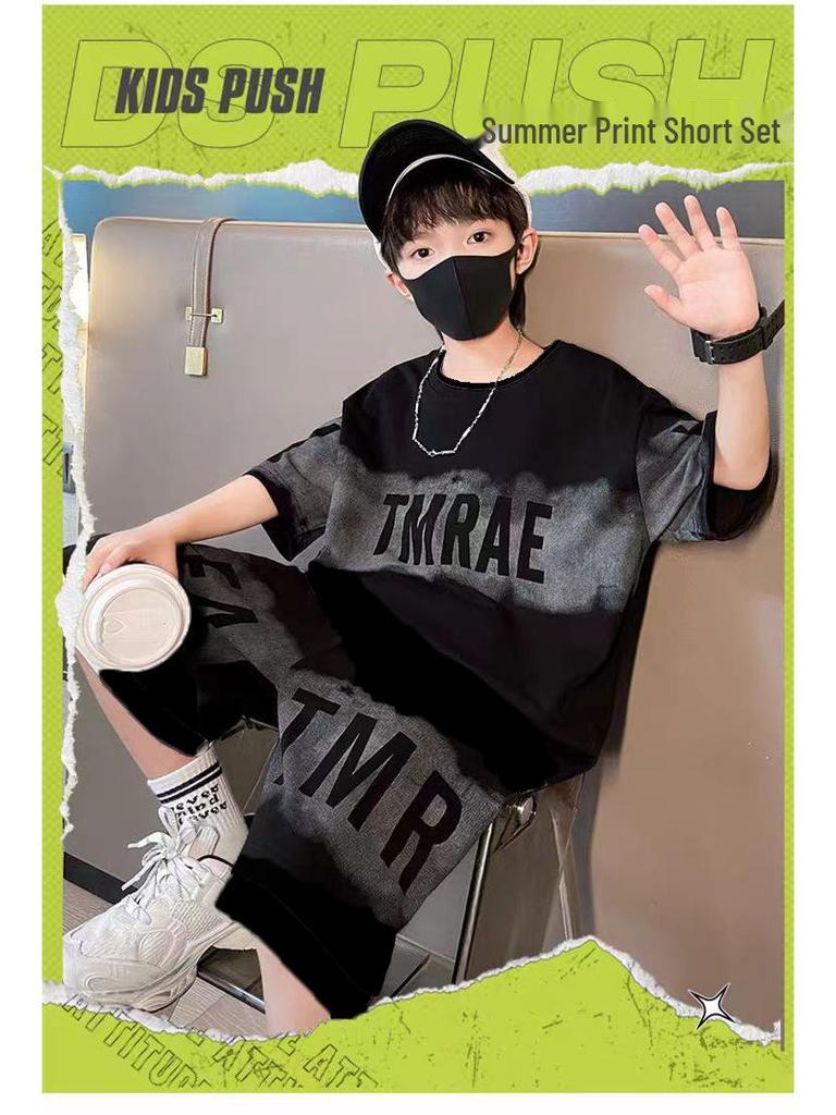 Boys' 2025 Sporty Summer Set: Trendy Short-Sleeved Pique for Older Kids