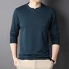 Round Neck Pullover for Young and Middle-aged Men, Spring and Autumn New Solid Color Casual Long-sleeved T-shirts for Men